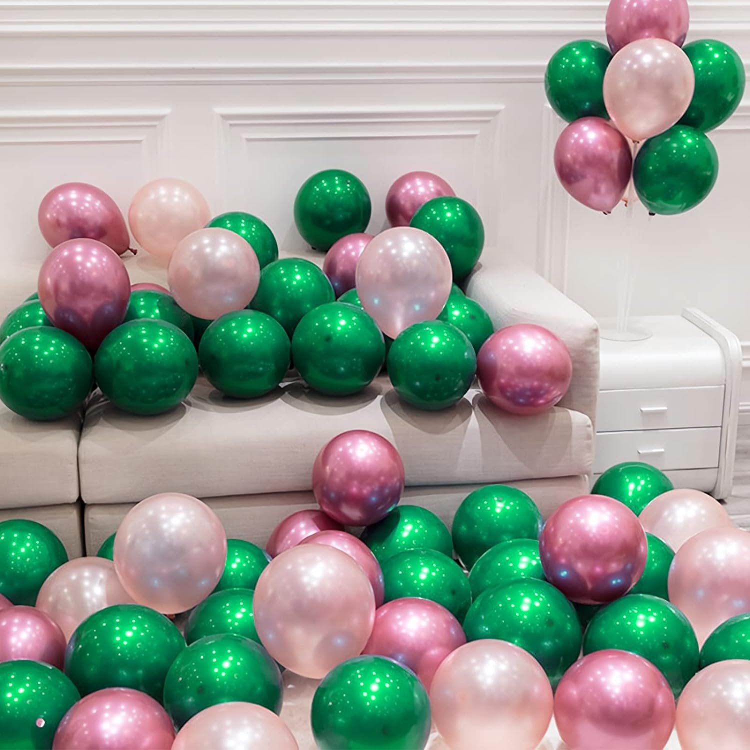 MINSHI]50個 10インチ クローム グリーン バルーン、ダブル レイヤー
